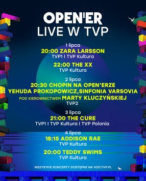 Open’er Live w TVP 2026 - plan transmisji koncertów, w tym The Cure o 21:00