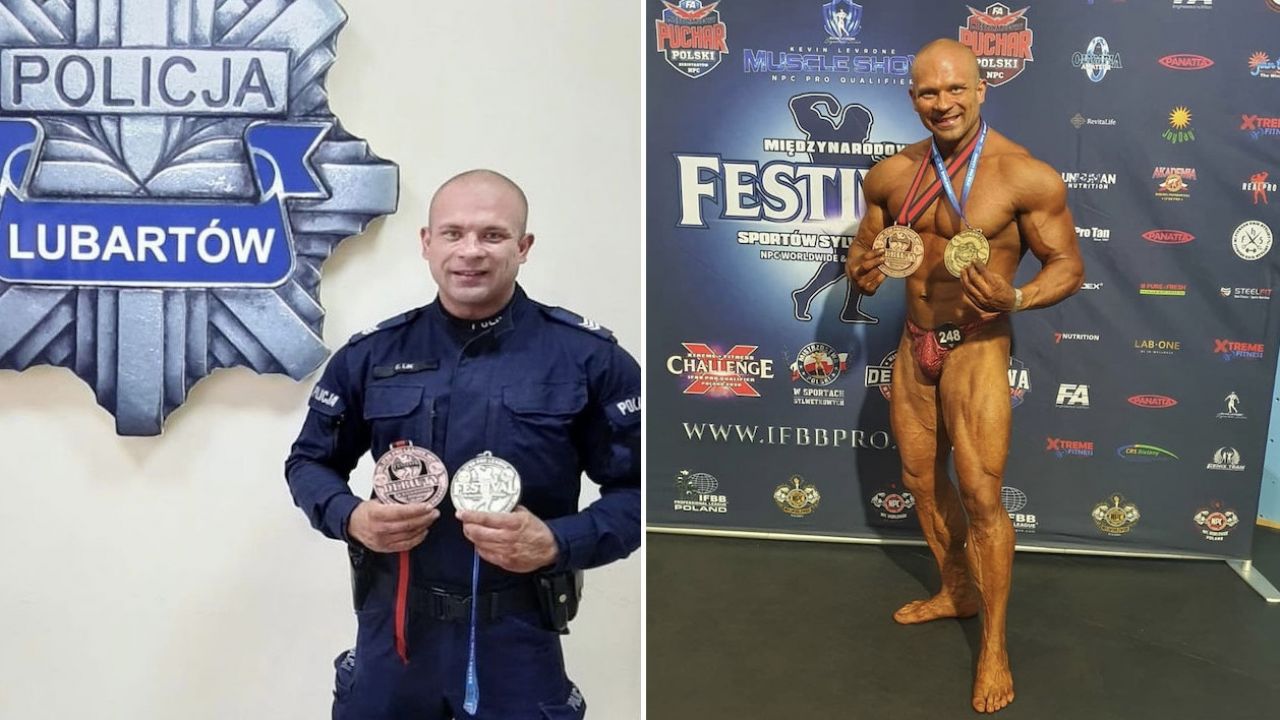 Cezary Lik odnosi sukcesy w kulturystyce (fot. Policja lubelska) Cezary Lik odnosi sukcesy w kulturystyce (fot. Policja lubelska)