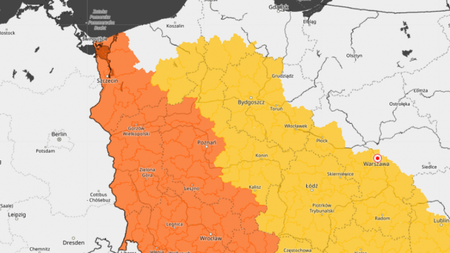 Wielkopolska, zagrożone 17 powiatów, burze, silny wiatr, deszcz i grad (fot. IMGW)