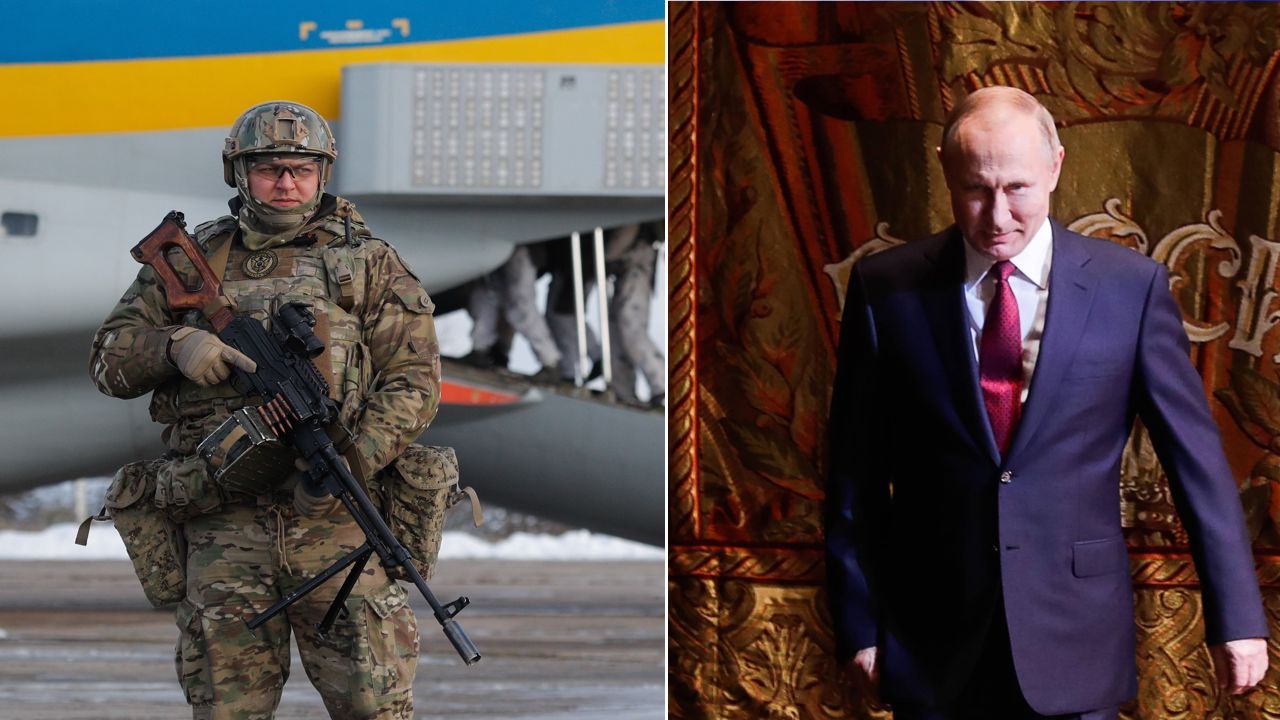 Ukraińscy żołnierze i prezydent Rosji Władimir Putin (fot. EPA/SERGEY DOLZHENKO/ PAP/EPA, Mikhail Metzel/ PAP/ITAR-TASS)