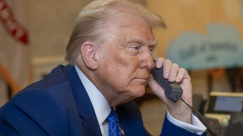 US President Donald Trump on the phone