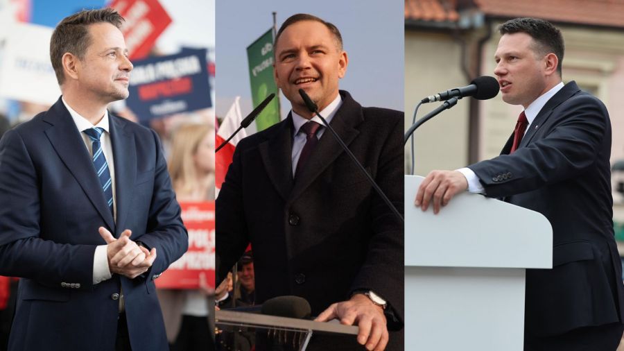 Wybory prezydenckie 2025, sondaże, debata w Końskich Nawrocki - Trzaskowski (fot. Rafał Trzaskowski, Karol Nawrocki, Sławomir Mentzen/Facebook)