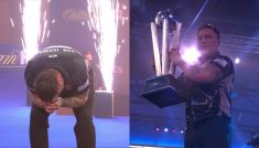 Gerwyn Price mistrzem świata w darcie (fot. TVP)