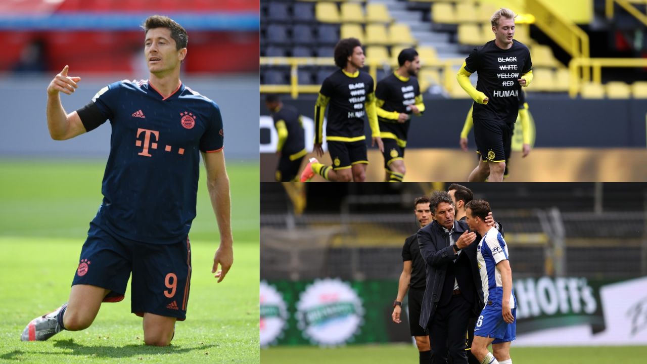 Robert Lewandowski, gracze BVB i Vladimir Darida (fot. Getty Images)