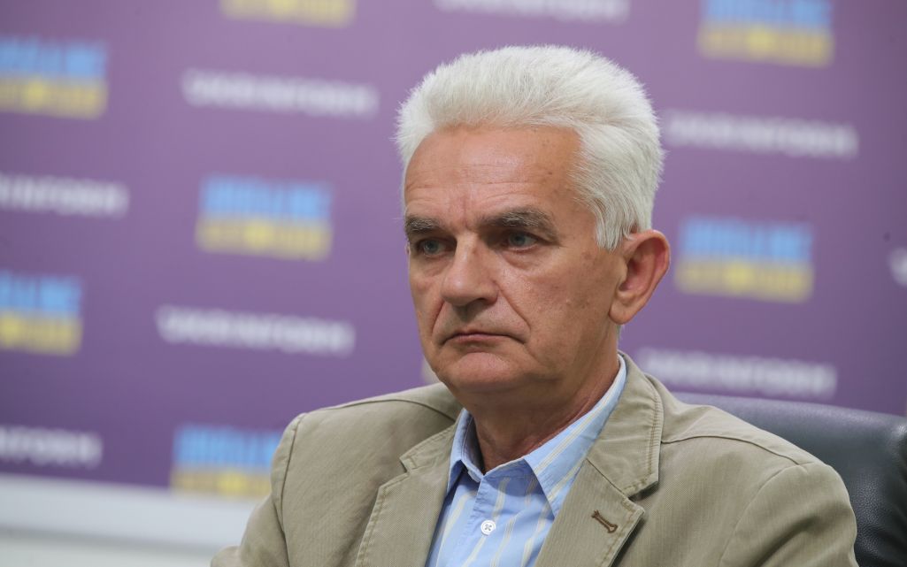 Аляксей Мельнік на прэс-канферэнцыі. Кіеў, Украіна. 23 жніўня 2022 году. (Фота: mediacenter.org.ua)