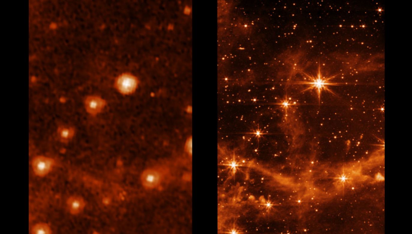 Fragment Wielkiego Obłoku Magellana (fot. NASA/JPL-Caltech, NASA/ESA/CSA/STScI)