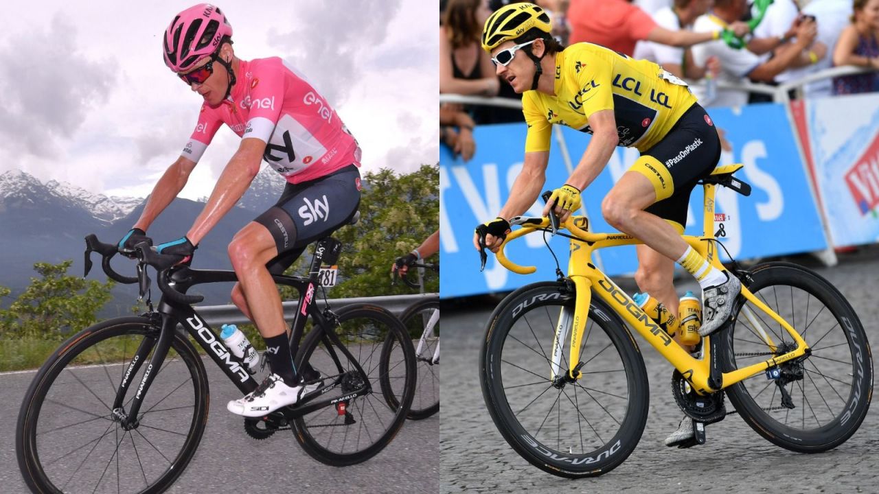 Po lewej: zwycięzca Giro d'Italia – Chris Froome. Po prawej: zwycięzca Tour de France – Geraint Thomas