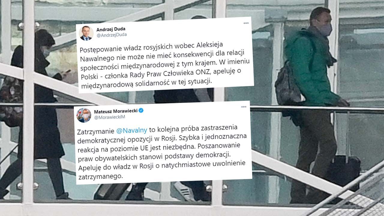 Aleksiej Nawalny został zatrzymany chwilę po przylocie do Moskwy (fot. PAP/EPA/FILIP SINGER) Aleksiej Nawalny został zatrzymany chwilę po przylocie do Moskwy (fot. PAP/EPA/FILIP SINGER)