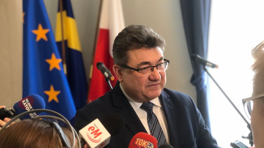 W briefingu prasowym w Katowicach, wziął udział wiceminister energii Grzegorz Tobiszowski. Fot. Mariusz Tomalik