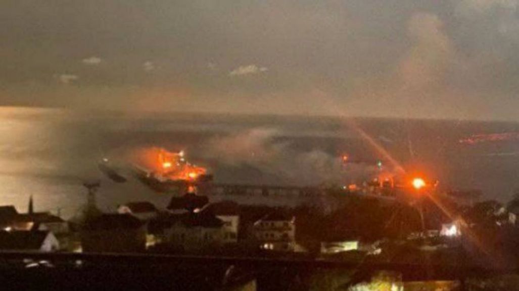 Pożar w terminalu naftowym w Tuapse. Fot.: media społecznościowe.
