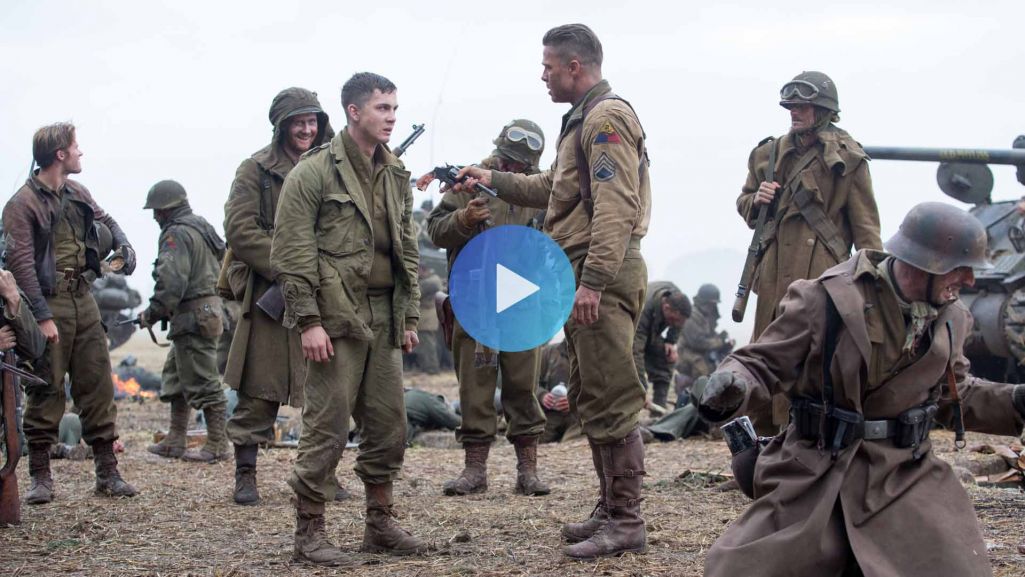 W filmie „Furia” Brad Pitt wciela się w rolę sierżanta Colliera, który wraz ze swoją załogą musi wyszkolić młodego żołnierza do walki z Nazistami. Fot. materiały prasowe/ TVP