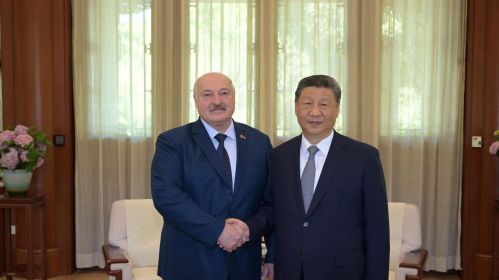 Аляксандр Лукашэнка разам з лідарам Кітаю Сі Цзінь Пінам. 4 чэрвеня, 2025 г. Пекін, Кітай. Фота: Прэс-служба Аляксандра Лукашэнкі
