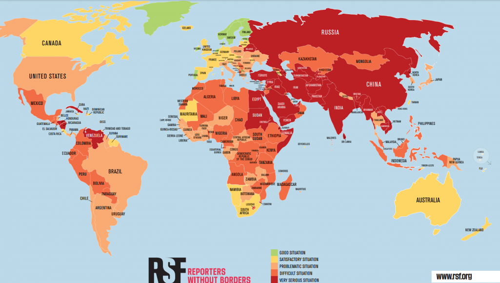Индекс свободы прессы 2024 (Скрыншот: Rsf.org)