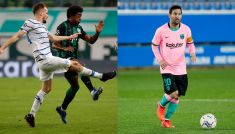 Tomasz Kędziora, Leo Messi (fot. Getty)