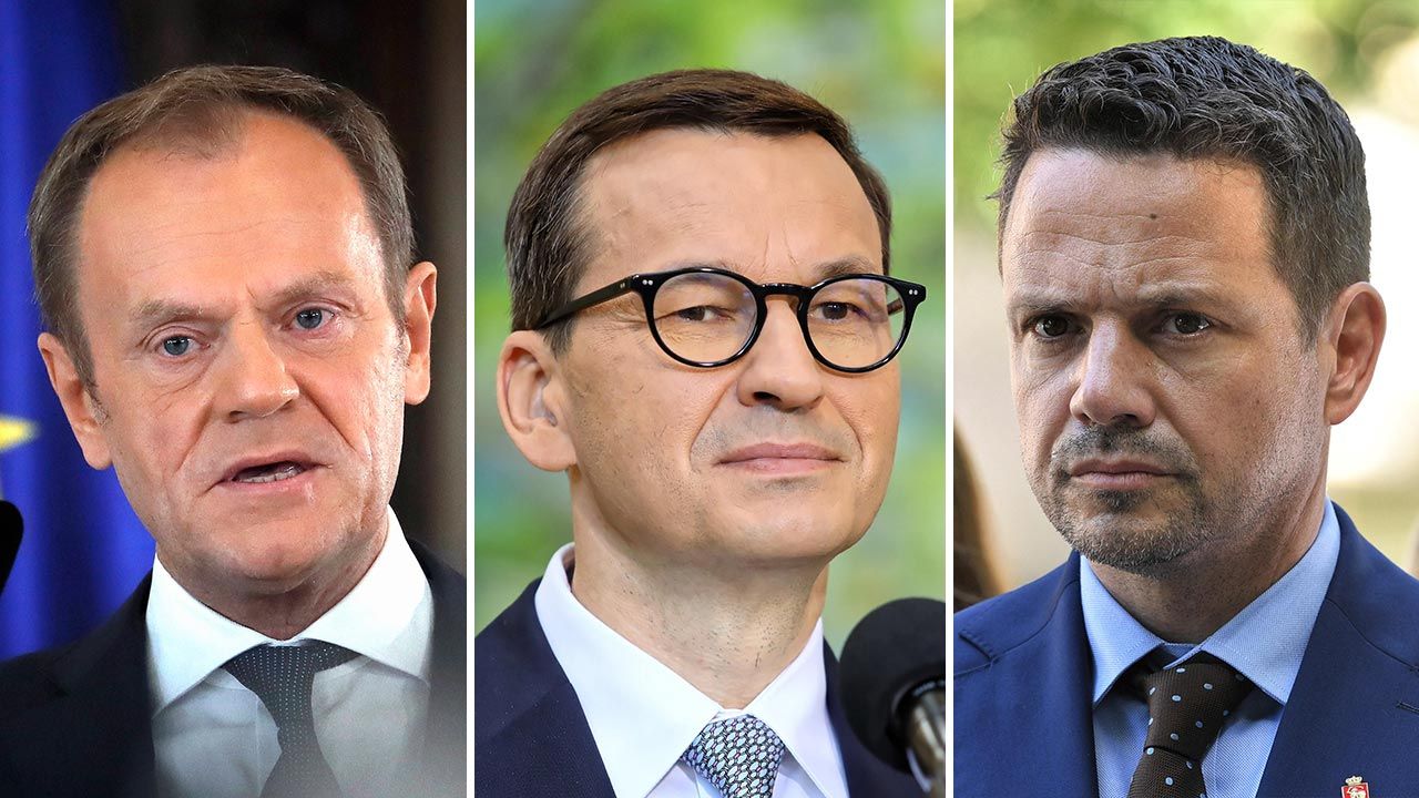 Sondaż. Donald Tusk, Mateusz Morawiecki, Rafał Trzaskowski (fot. PAP/EPA/ROBERT GHEMENT; PAP/Bartłomiej Wójtowicz, Radek Pietruszka) Sondaż. Donald Tusk, Mateusz Morawiecki, Rafał Trzaskowski (fot. PAP/EPA/ROBERT GHEMENT; PAP/Bartłomiej Wójtowicz, Radek Pietruszka)
