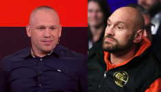 Łukasz Różański i Tyson Fury (fot. TVP/Getty)
