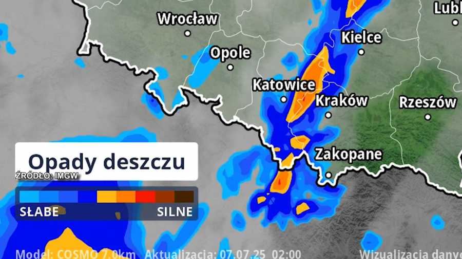 Do Polski zbliża się niż genueński, czyli front intensywnych opadów deszczu. Fot. IMGW