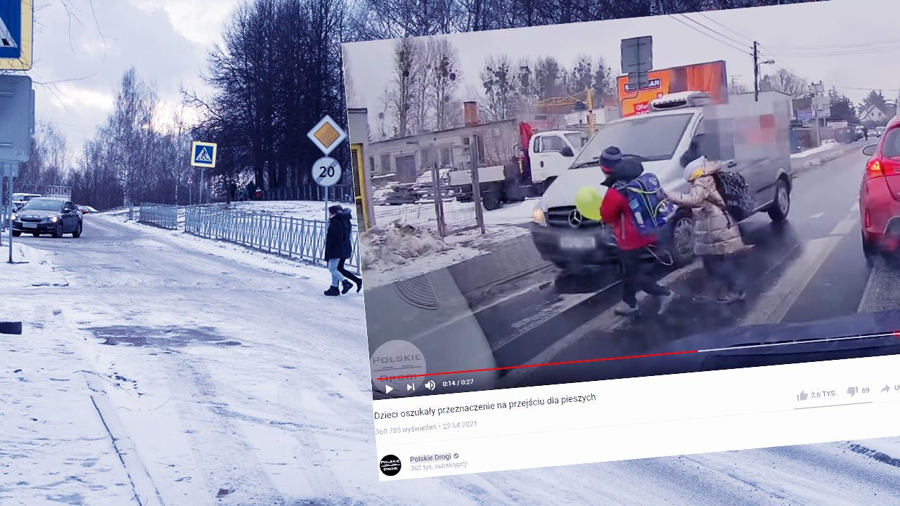 Kierowca prawie rozjechał dzieci (fot. Shutterstock; YouTube/ Polskie Drogi) Kierowca prawie rozjechał dzieci (fot. Shutterstock; YouTube/ Polskie Drogi)