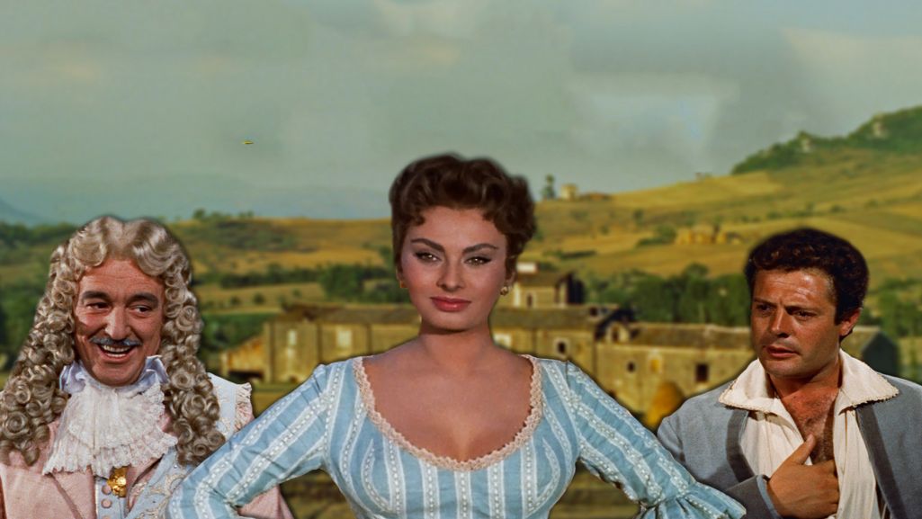 Vittorio De Sica, Sophia Loren i Marcello Mastroianni w filmie „Piękna młynarka” z 1955 r. Fot. Materiały prasowe TVP