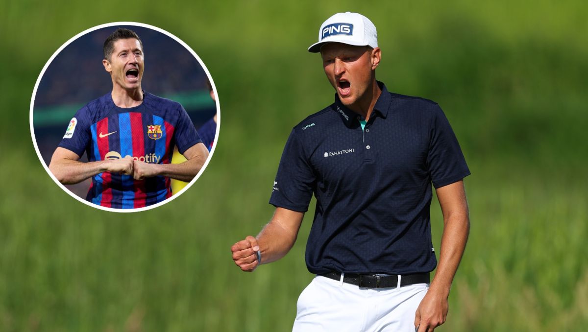 Adrian Meronk i Robert Lewandowski (fot. Getty Images)