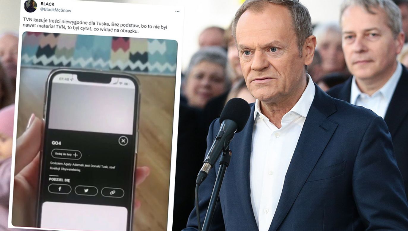 Z Twittera na żądanie TVN skasowano nagranie z fragmentem zakulisowej rozmowy lidera PO (fot. PAP/Zbigniew Meissner, tt/@BlackMcSnow)