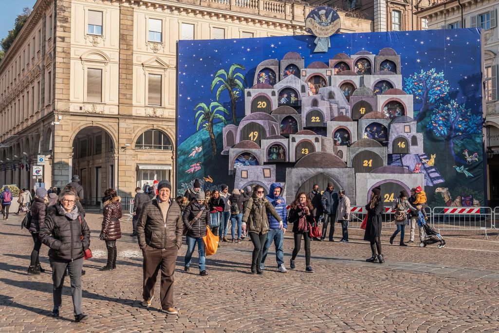 Адвэнт-каляндар на плошчы Сан-Карло у Генуі, Італія. Фота: Awakening / Getty Images