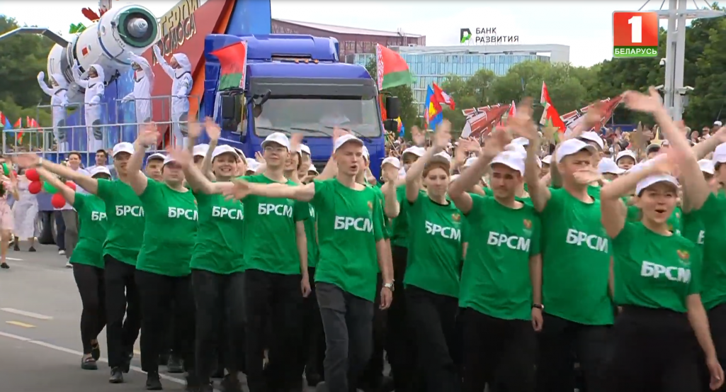 Парад на афіцыйны Дзень незалежнасці Беларусі. Менск, Беларусь. 3 ліпеня 2024 года. (Скрыншот: АТН / Youtube)