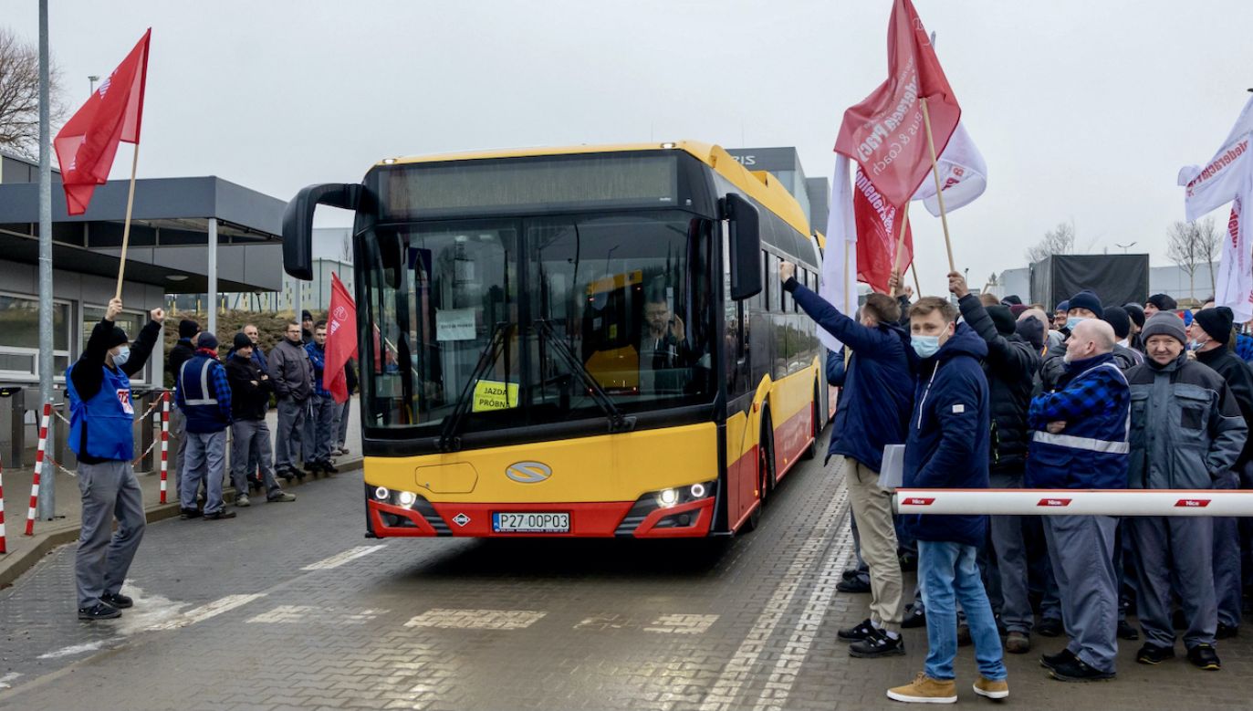 Strajk pracowników firmy Solaris (fot. PAP/Bartosz Jankowski)