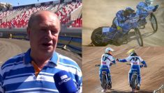 Jerzy Kanclerz i żużlowcy (fot. TVP Sport, PAP)