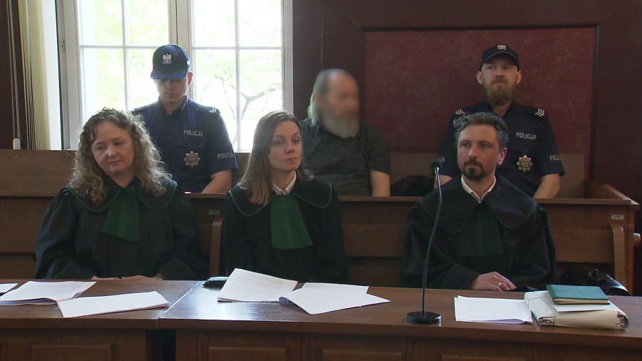 Sąd Apelacyjny w Katowicach prowadzi rozprawę odwoławczą w procesie Krzysztofa R., skazanego w I instancji na dożywocie w sprawie zabójstwa 45-letniej Aleksandry i jej 15-letniej córki Oliwii. Fot. TVP3 Katowice
