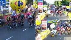 Fatalna kraksa na mecie 1. etapu Tour de Pologne (fot. TVP)