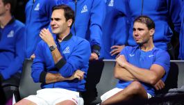 Roger Federer z lewej i Rafael Nadal (fot. Getty)