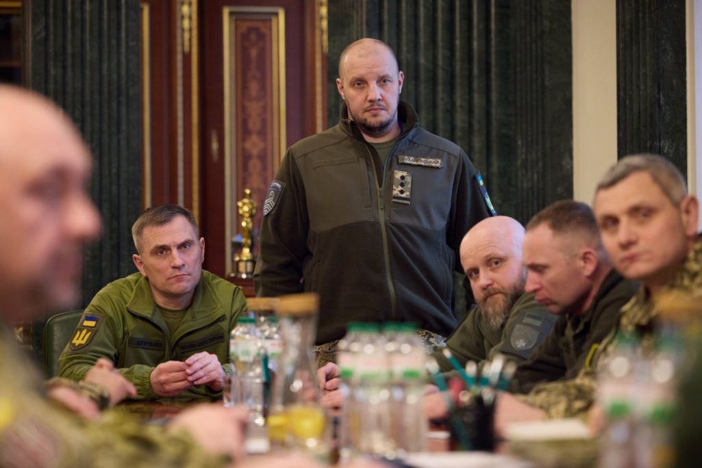 Вадзім Сухарэўскі (пасярэдзіне) на сустрэчы з прэзідэнтам Уладзімірам Зяленскім. 10 лютага 2024 года. (Фота: president.gov.ua)