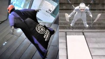 Kąt nachylenia tunelu w Sztokholmie to unikat w skali światowej. Przypadkiem odkryto go dla skoków. (fot. Youtube/Instagram) Tunel aerodynamiczny w Sztokholmie w Bromma