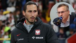 Polski piłkarz w kurtce reprezentacji z emblematem narodowym oraz logotypami sponsorów „InPost” i „ORLEN” stoi na tle stadionu, skupiony i wyciszony. W prawym górnym rogu widoczny jest Dariusz Dziekanowski podczas radiowego wywiadu w Radiu RDC — mikrofon z logo stacji podkreśla medialny kontekst wypowiedzi. Zestawienie obrazuje symboliczne przekazanie szansy: od byłego reprezentanta do obecnych kadrowiczów, którzy mogą wykorzystać nieobecności kolegów, by zaistnieć na boisku (fot. Getty Images/RDC)