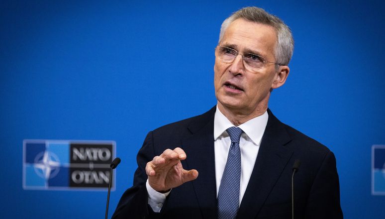 Генеральны сакратар NATO Енс Стольтэнбэрг на прэс-канферэнцыі. Брусэль, Бельгія. 13 лю (Фота: nato.int)