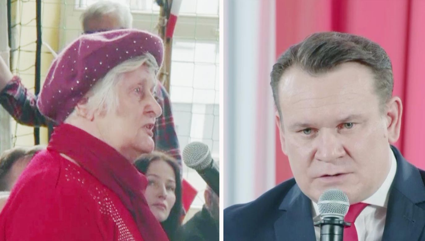 Kobieta uczestniczyła w spotkaniu z Dominikiem Tarczyńskim (fot. TVP Info)