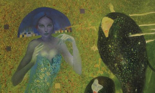 Željko Durovic: „Hołd dla Gustava Klimta”, olej na płótnie, 2019 r. Fot. materiały prasowe – Galeria Miejska we Wrocławiu