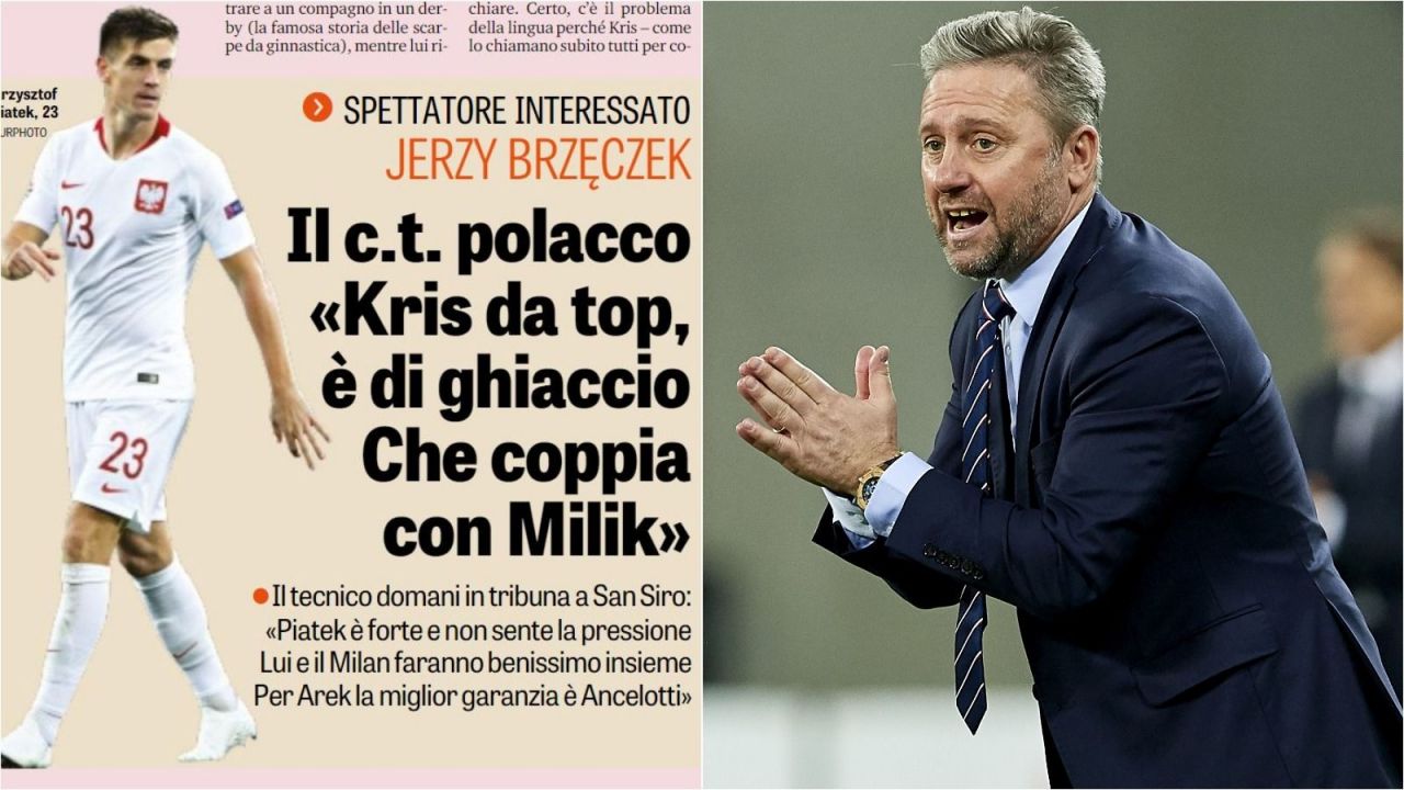 Jerzy Brzęczek obejrzy debiut Krzysztofa Piątka w AC Milan (Fot. Getty/"La Gazzetta dello Sport")