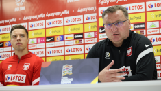 Konferencja prasowa reprezentacji Polski i trening (Czesław Michniewicz, Jan Bednarek) (10.06.2022)