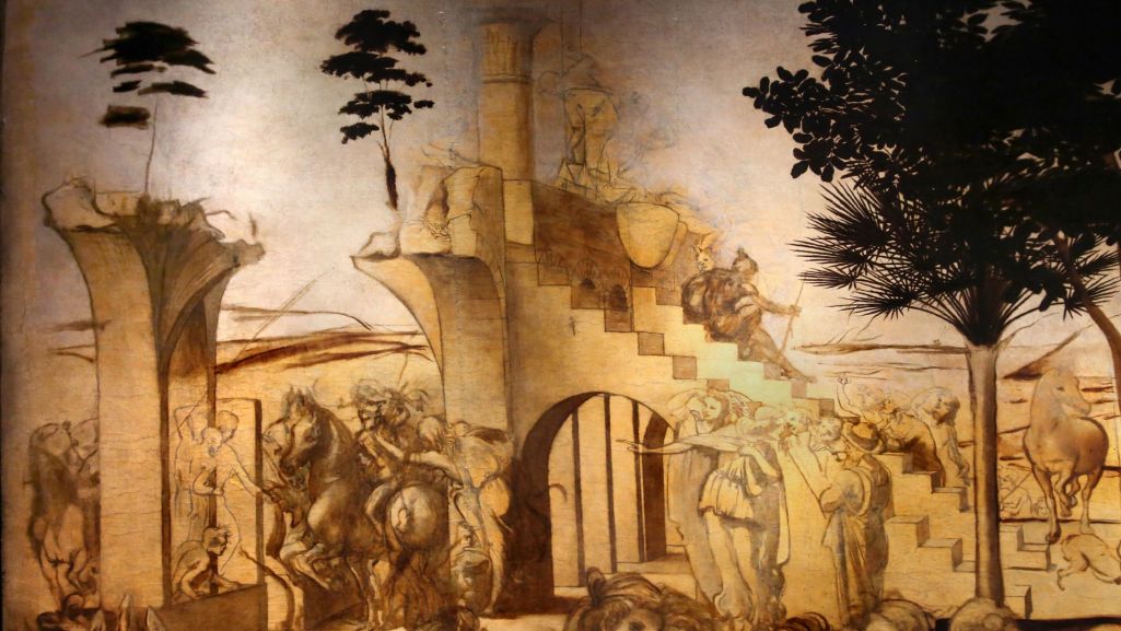 Ta świątynia, pod światłem podczerwonym, jest odbudowywana (fot. wikimedia/ Uffizi Gallery)