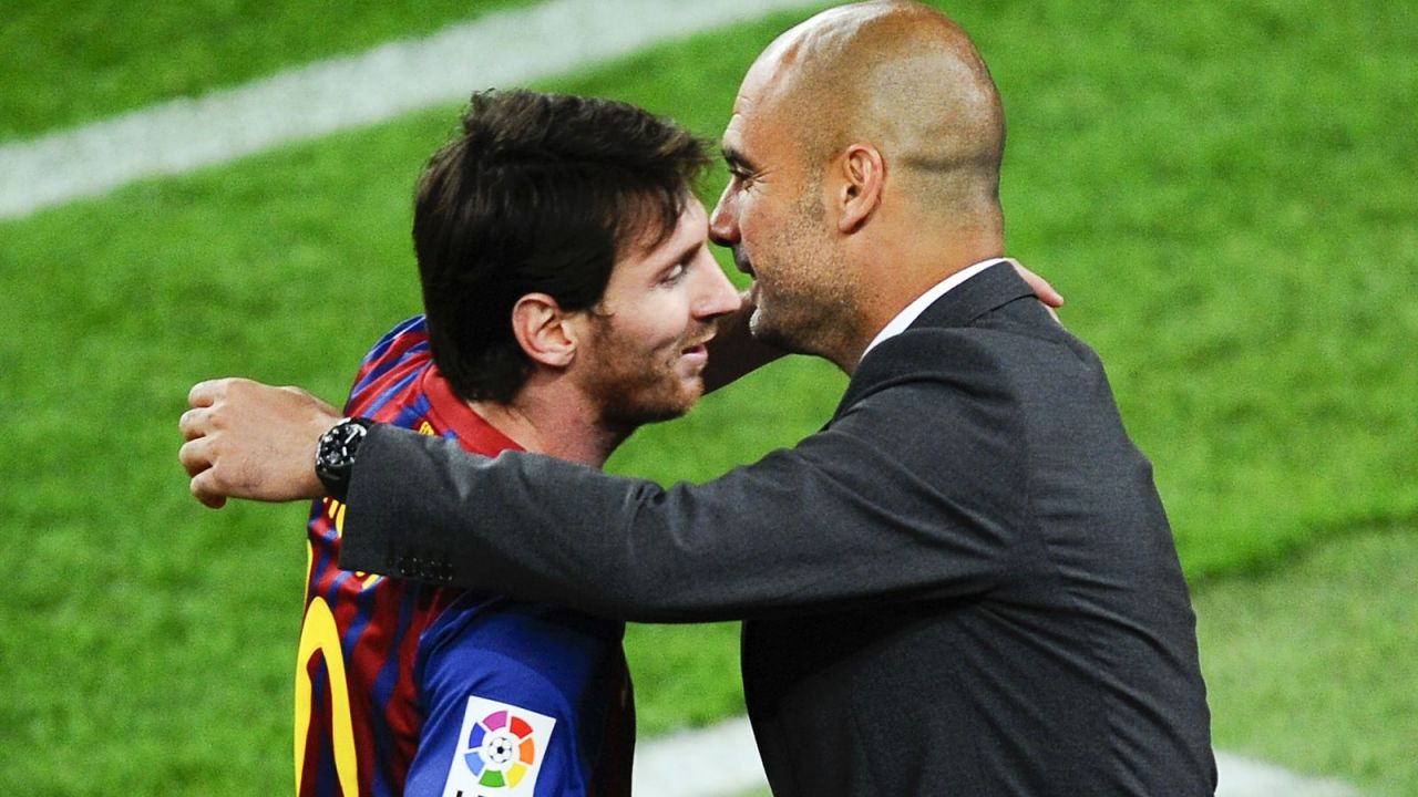 Pep Guardiola i Leo Messi (fot. Getty Images)