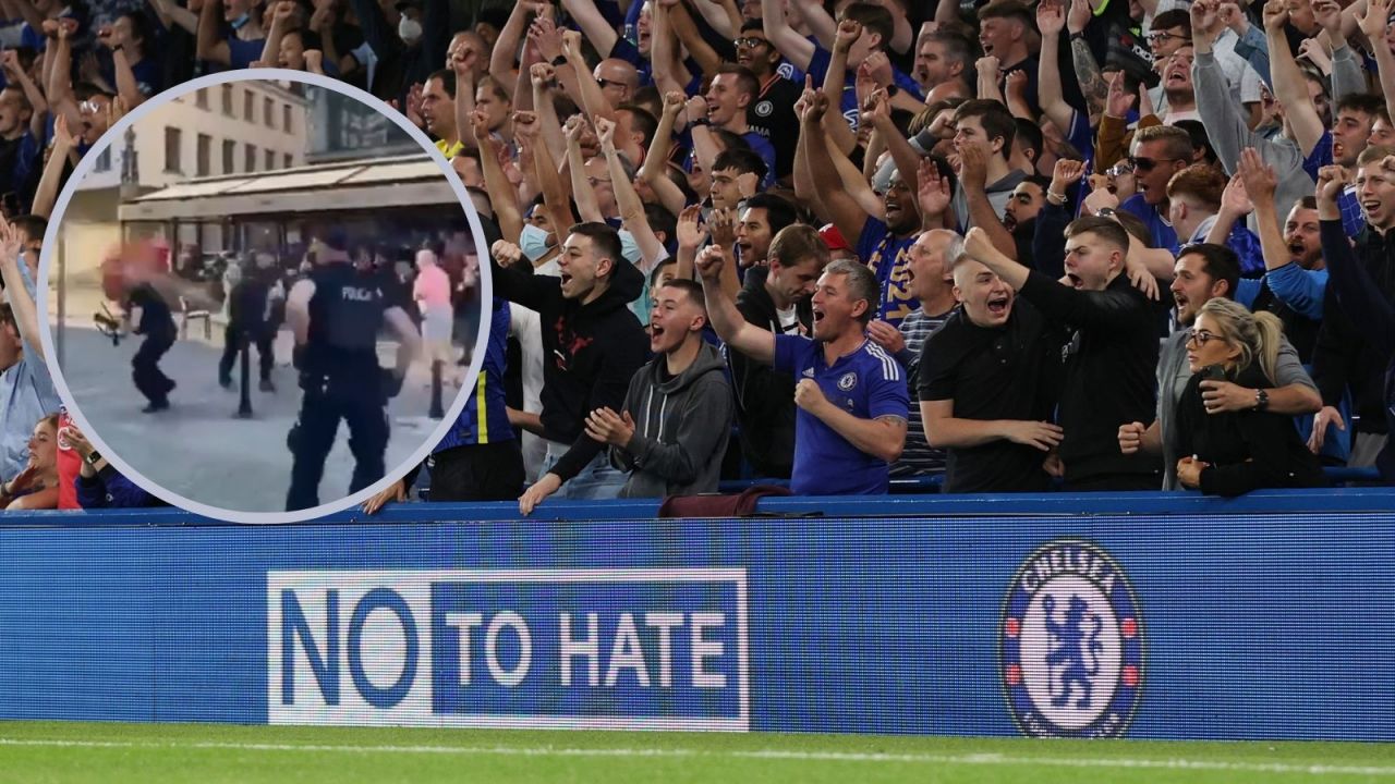 Kibice Chelsea i Betisu doprowadzili do awantury we Wrocławiu (fot. Getty Images/X.com: CFCplays)