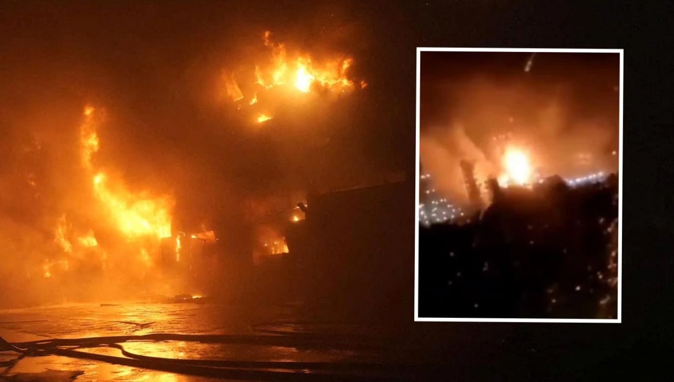 Chmury ognia i dymu nad rafinerią Afipskij (fot. Reuters/Forum; Telegram)