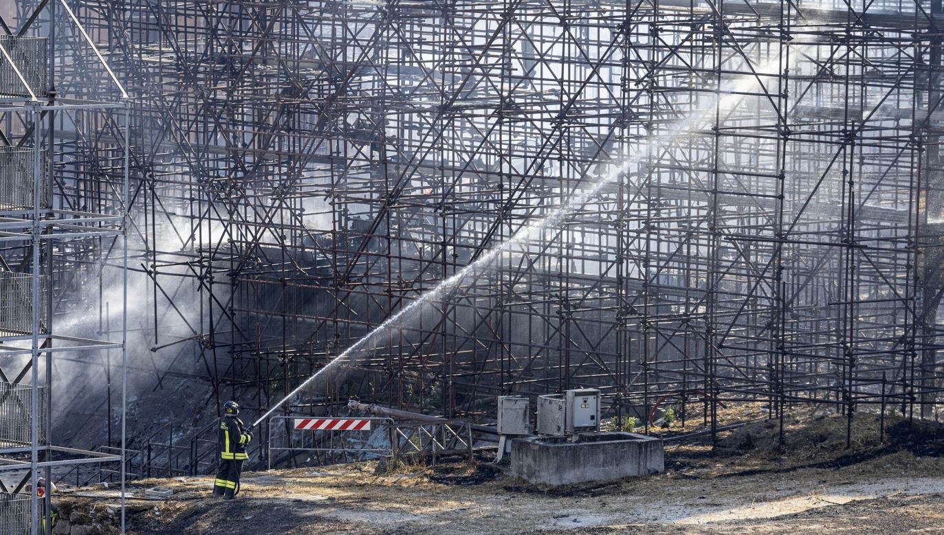 Italian Firemen try to extinguish a fire that broke out in the film studios of Cinecitta, Rome, Italy, 01 August 2022. According to initial information, there were no reported injuries and the flames only affected the scenography of Renaissance Florence. EPA/MASSIMO PERCOSSI
