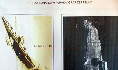 Graf Zeppelin spoczywa na głębokości ponad 80 m, jakieś 55 km na północ od Władysławowa, w pobliżu Morskiej Kopalni Ropy Naftowej na złożu B3. Odkryli go w 2006 r. pracownicy Geotechniki i Radiogeodezji Petrobalticu, w pobliżu Morskiej Kopalni Ropy Naftowej na złożu B3. Fot. PAP/Stefan Kraszewski