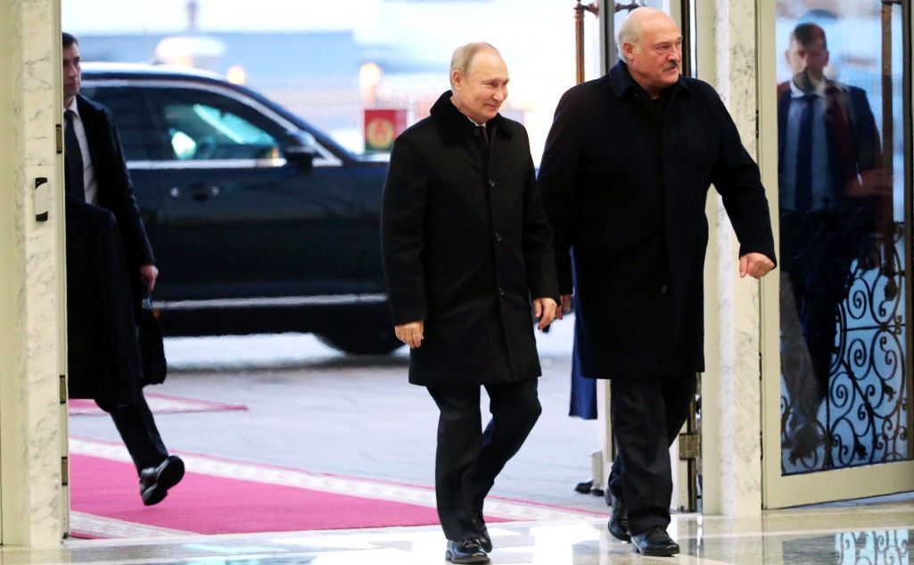 Аляксандр Лукашэнка і Уладзімір Пуцін на сустрэчы ў Менску. 19 снежня 2022 года. (Фота: Канстанцін Заўражын / kremlin.ru)
