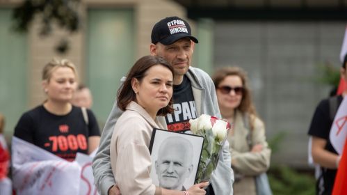 Sviatlana and Siarhei Tsikhanouski at a rally in Vilnius, Lithuania. June 28, 2025. The photo is illustrative. Photo: Office of Sviatlana Tsikhanouskaya