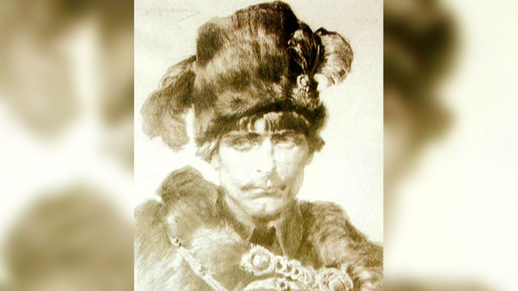 Iwan Bohun na rysunku Piotra Stachiewicza z 1938 r. (fot. wikimedia/ domena publiczna).