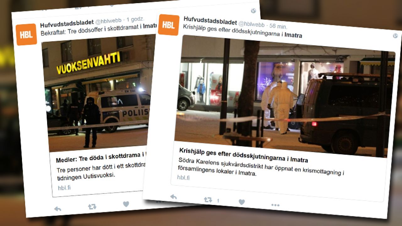 Na miejscu zdarzenia pracują policyjni technicy (fot. Twitter/Hufvudstadsbladet) Na miejscu zdarzenia pracują policyjni technicy (fot. Twitter/Hufvudstadsbladet)